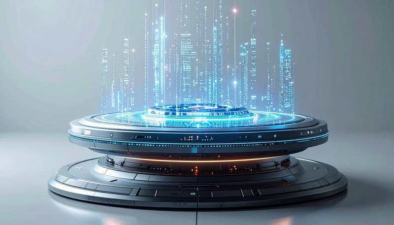 Futuristic Holographic Data Visualization Projector Stock Illustration -  Illustration of modern, futuristic: 406861954